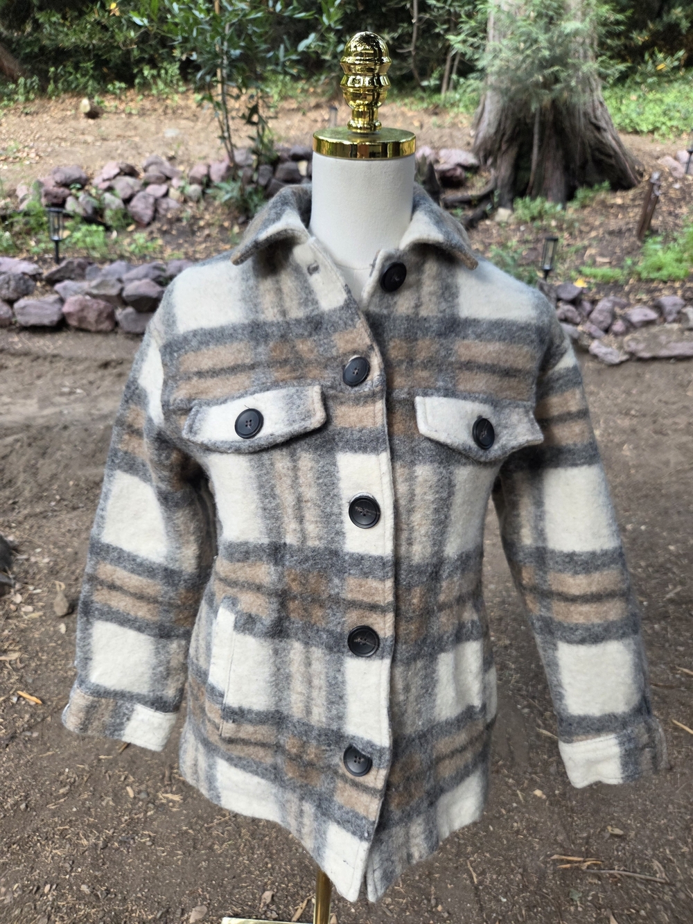 Zara Womens Classic Plaid Button Up Jacket